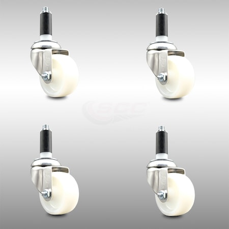 Service Caster 3 Inch 316SS Nylon Wheel Swivel 1 Inch Expanding Stem Caster Set SCC SCC-SS316EX20S314-NYS-1-4